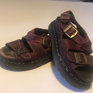 Vintage Red Leather Stitch Dr Doc Martens Sandals